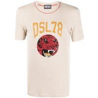 Geripptes T-Shirt mit Grafikprint