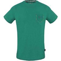Grünes Baumwoll-Jersey T-Shirt mit Tasche