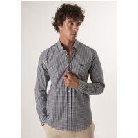 Schwarz-Weißes Gingham Langarmhemd