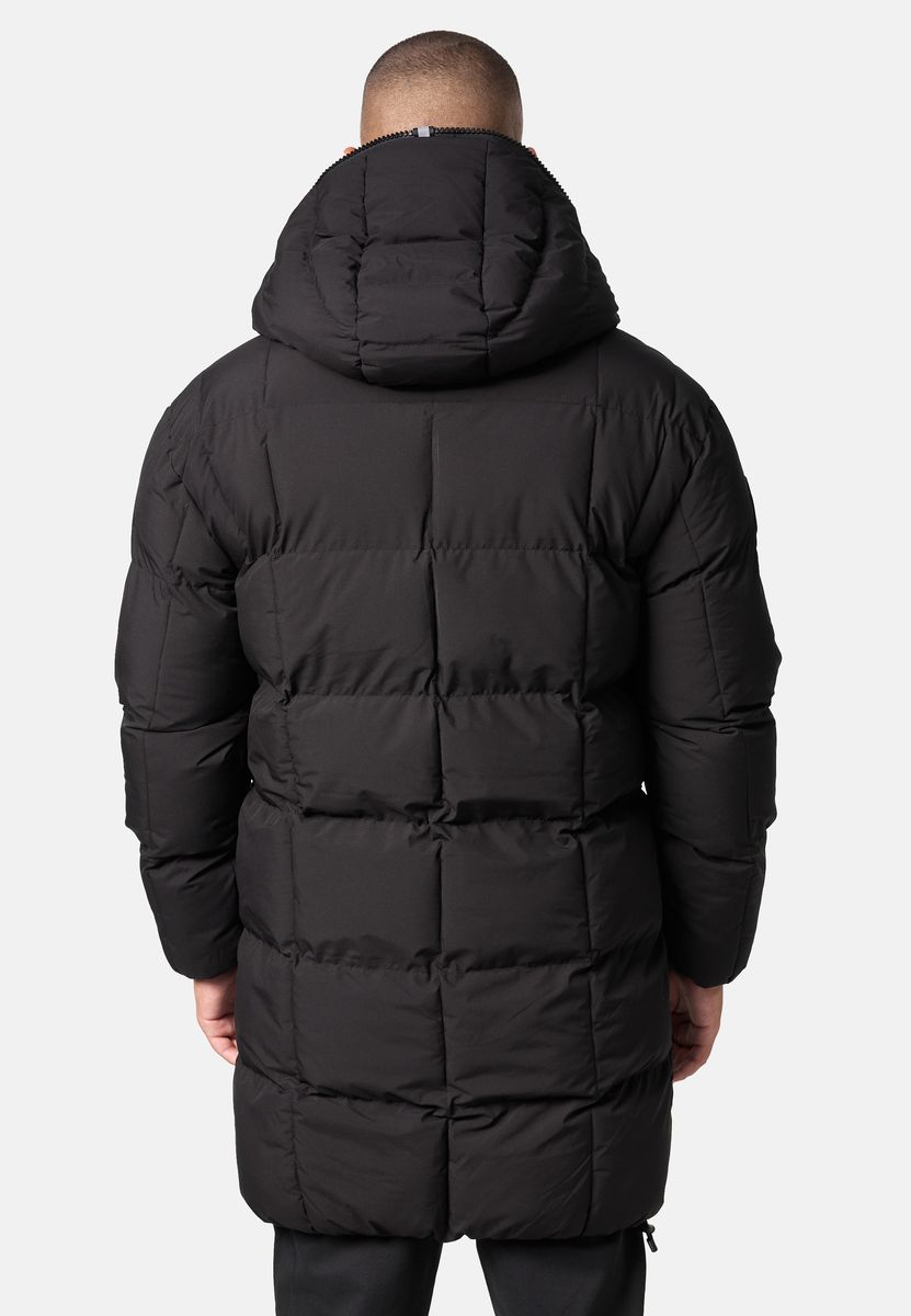 Lange Steppjacke mit Kapuze