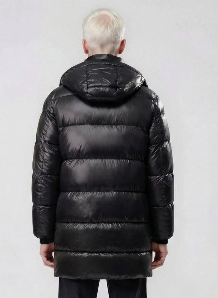 Langer gesteppter Kapuzen-Parka