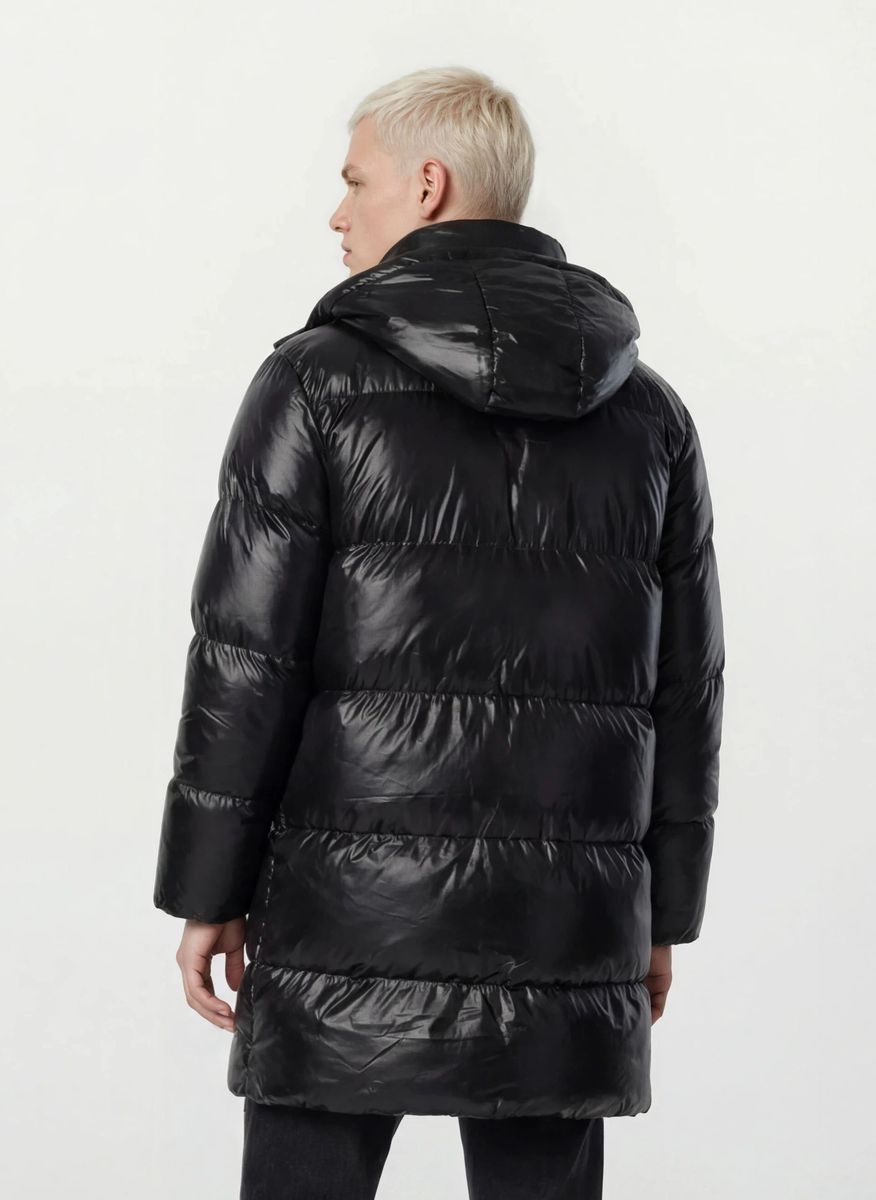 Glänzender Langer Steppparka mit Kapuze