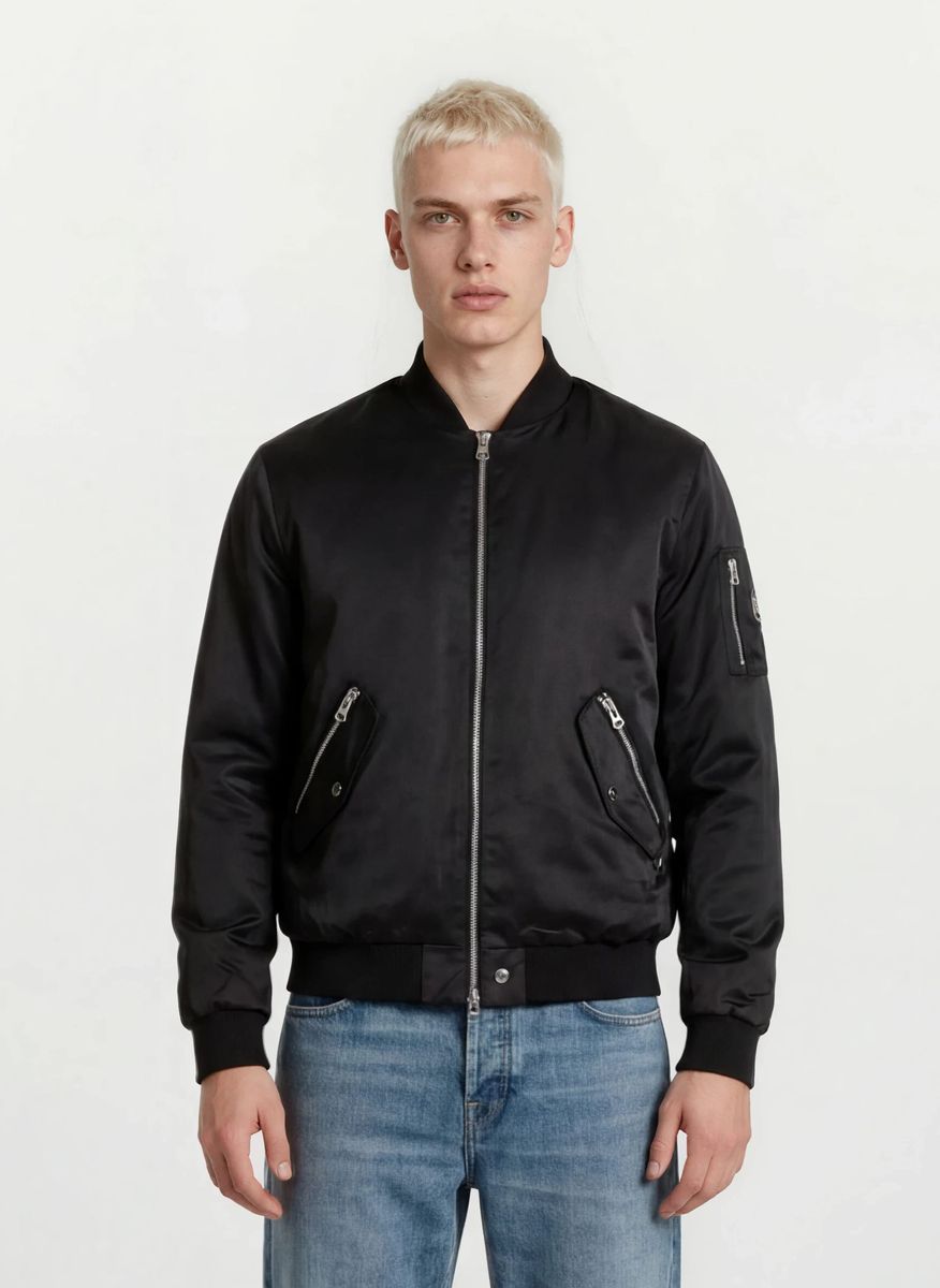 Bomberjacke mit Satin-Finish und Reißverschlüssen