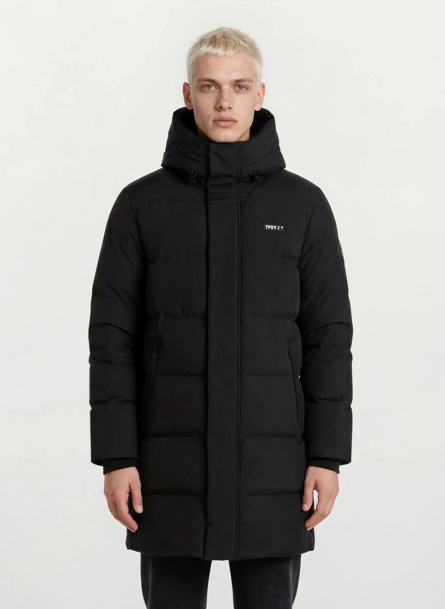 Lange Gesteppte Pufferjacke mit Kapuze