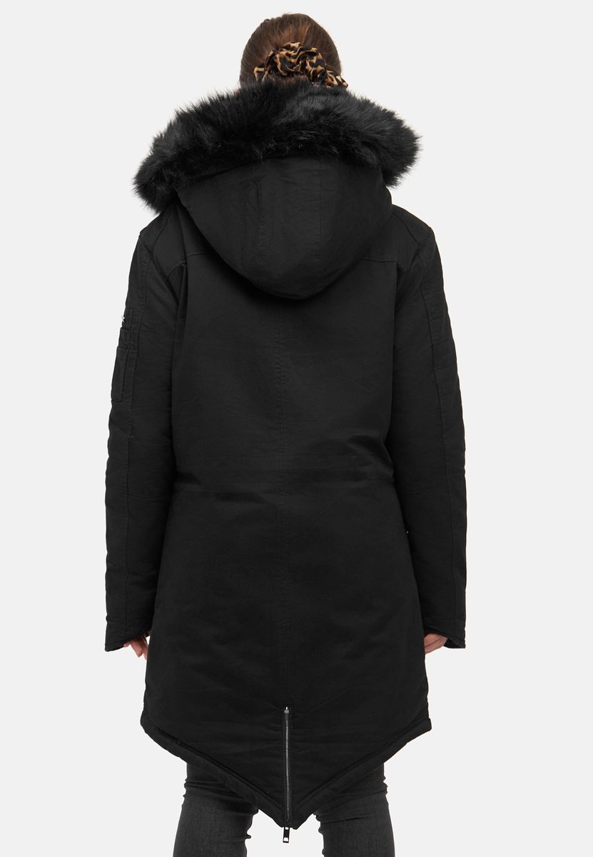 Langer Parka mit Kunstfellkapuze