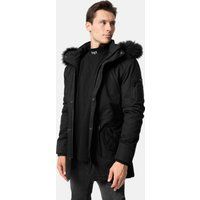 Julius Schwarzer Parka mit Kunstfellbesatz