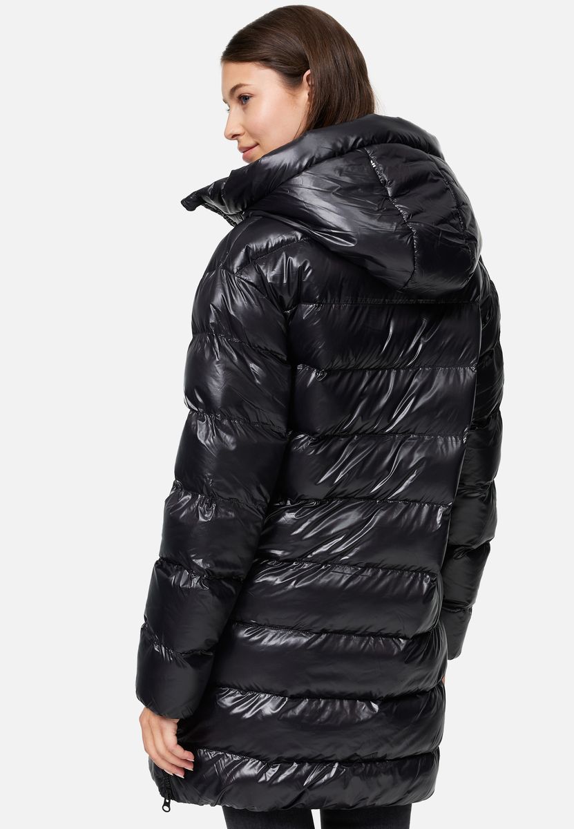 Glänzender Gesteppter Longline Puffer Mantel
