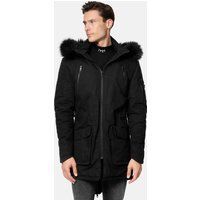 Herren Parka mit Kapuze und Kunstfellbesatz