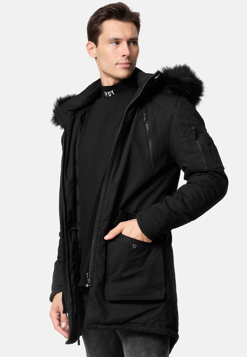 Moderner Parka mit Kunstfell-Kapuze