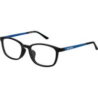 Klassische ovale Brille mit blauen Bügeln