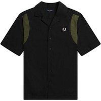 Fred Perry Herren Paneliertes Kurzarm-Bowlinghemd (Schwarz)