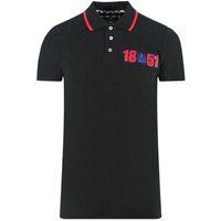 Aquascutum - "London 1851" Poloshirt für Herren/Damen Unisex (Schwarz)