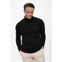 Herren Rollkragenpullover mit Zopfmuster