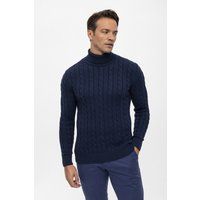 Herren Rollkragenpullover mit Zopfmuster