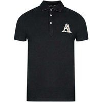 Aquascutum Unisex Erwachsenen Kariertes Logo Polo-Shirt (Schwarz)
