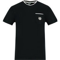 Klassisches schwarzes T-Shirt mit Rundhalsausschnitt und Tasche