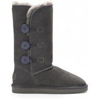 Damen Wildleder Schaffell Knopf Winterstiefel