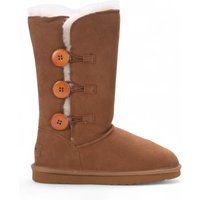 Damen Winterstiefel aus Shearling-Wildleder mit Knöpfen