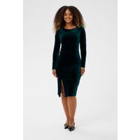 Elegantes Samt-Midikleid mit Schlitz