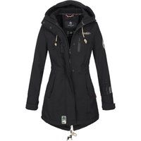 Lange Steppjacke mit Kapuze