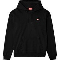 Minimalistischer schwarzer Kapuzenpullover mit Logo