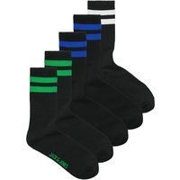 Gestreifte, gerippte Strick-Tennissocken 5er-Pack