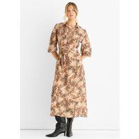 Midikleid mit Tierdruck und Bindegürtel