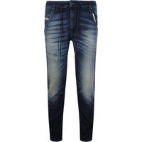 Dunkelblaue Joggpants aus Denim mit Kordelzug