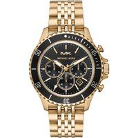 Goldfarbene Chronograph-Uhr mit schwarzem Zifferblatt