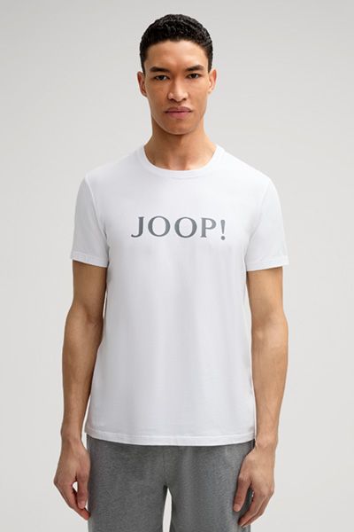 Joop! Weißes Baumwoll-T-Shirt mit Logo-Print Rundhalsausschnitt