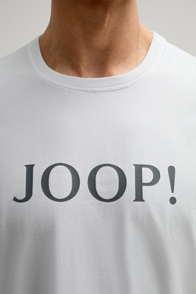 Joop! Weißes Baumwoll-T-Shirt mit Logo-Print Rundhalsausschnitt
