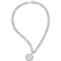 Silberfarbene Halskette mit Logo-Medaillon