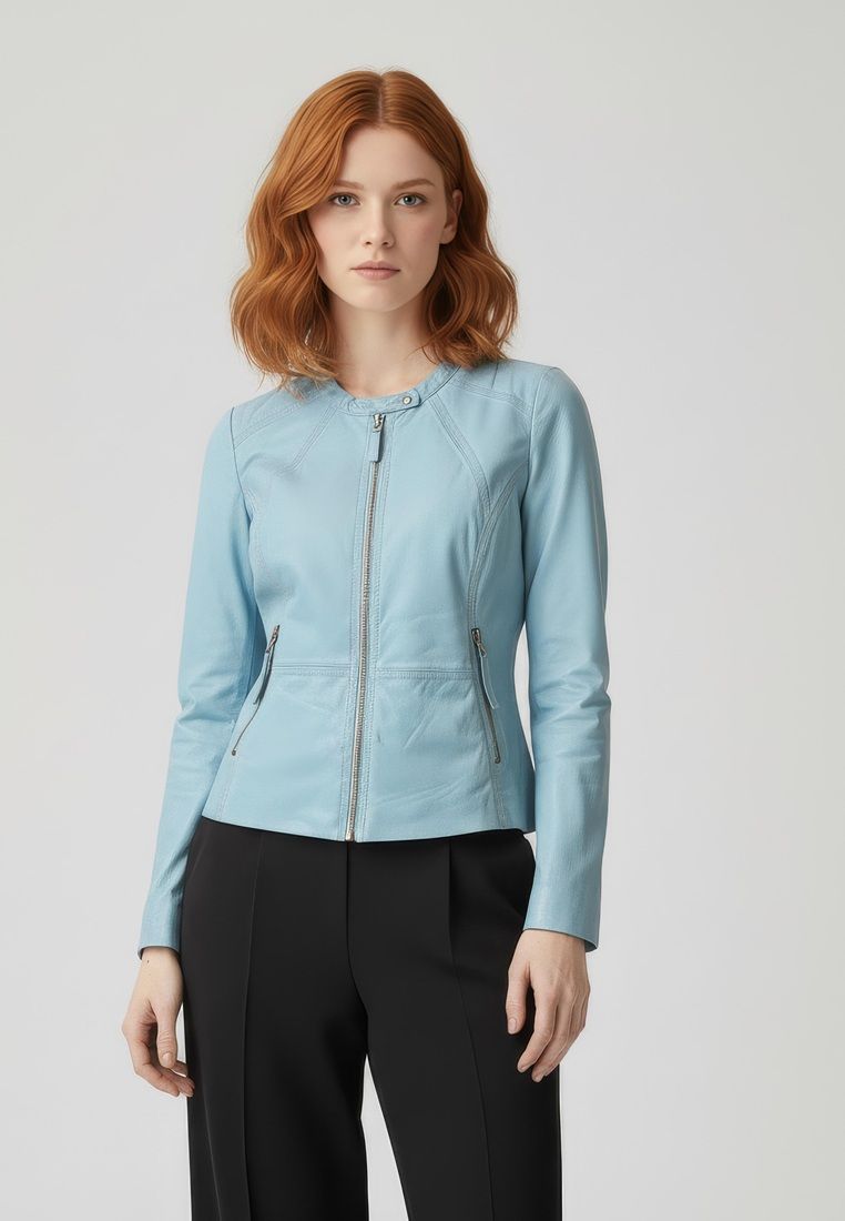Moderne Lederjacke mit Reißverschluss