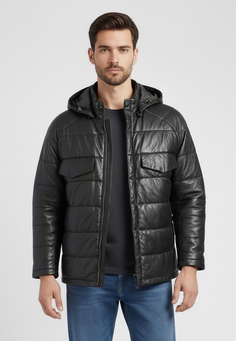 Herren Steppjacke aus gestepptem Leder