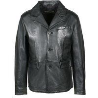 Klassische Schwarze Lederblazer Jacke