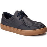 Base London Dalston Leder Herren Mokassins Schuhe in Marineblau