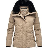 Warme, wattierte Winterjacke mit Fellkragen