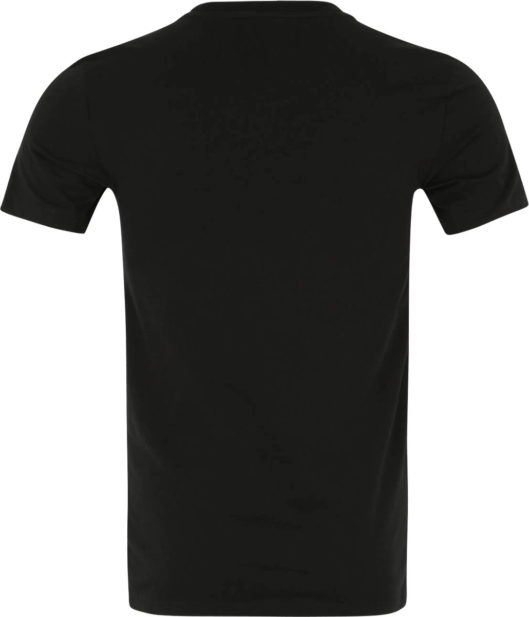 Klassisches schwarzes Baumwoll-T-Shirt mit Rundhalsausschnitt