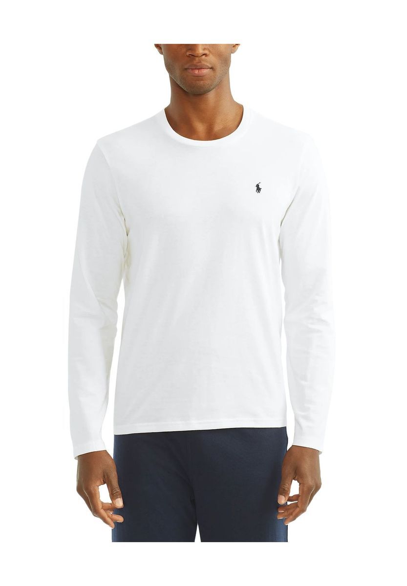 Klassisches Langarm Baumwoll Rundhals-Shirt