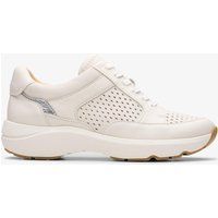 Cremefarbene Ledersneakers mit Perforation