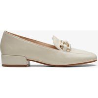 Elegante Elfenbeinleder-Loafer mit Schnalle