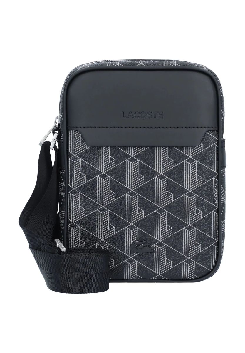 LACOSTE Umhängetasche, Reißverschluss, grafisch, für Herren, schwarz