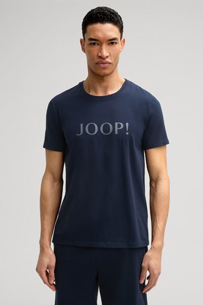 Joop! Marineblaues Baumwoll-T-Shirt mit Logo Relaxed Fit Unisex