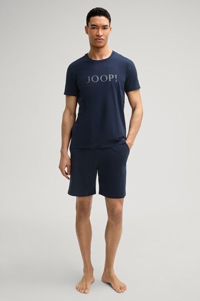 Joop! Marineblaues Baumwoll-T-Shirt mit Logo Relaxed Fit Unisex