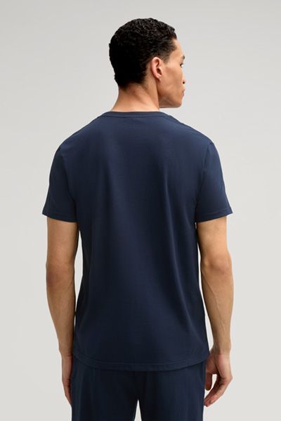 Joop! Marineblaues Baumwoll-T-Shirt mit Logo Relaxed Fit Unisex