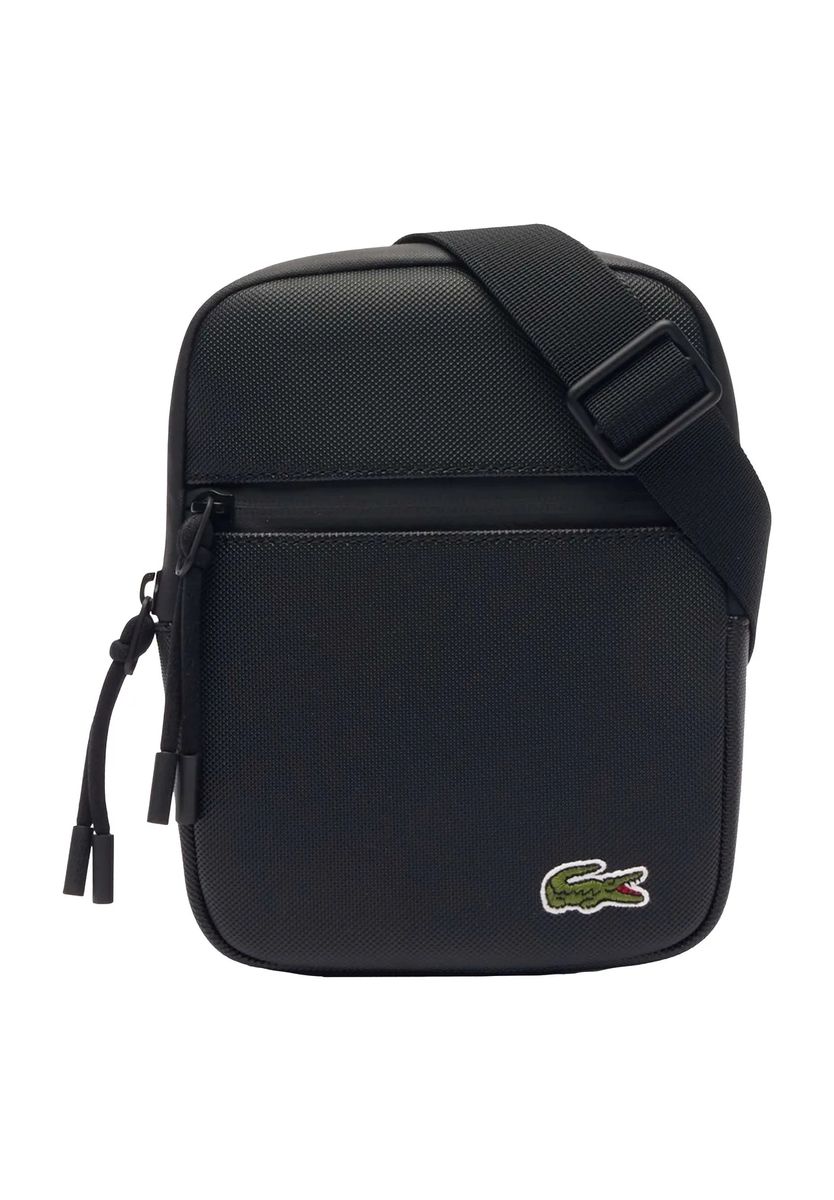 LACOSTE Umhängetasche, Stickoptik, Reißverschluss, für Herren, schwarz, 99