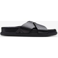 Minimalistischer schwarzer Leder-Crossover-Slipper