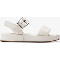 Flatform Ledersandalen mit Schnalle Off-White