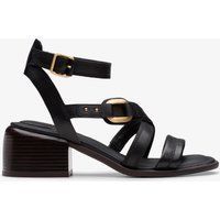 Schwarze Leder Sandalen mit Blockabsatz