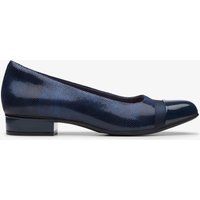 Klassische marineblaue Lederpumps mit Blockabsatz